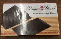 Dragon Flower Set of Rectangle Plates New in Box