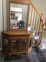 Fancy Carved Credenza with Beveled Mirror