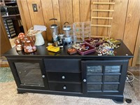 Two drawer double glass door tv stand