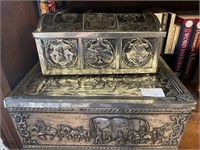 (2) Fancy Decorated Raised Relief Tins