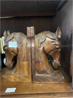 Pr Carved Wooden Horsehead Bookends