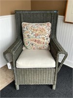 Contemporary Green Wicker Style Arm Chair