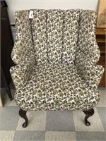Wing Back Arm Chair w/ Floral Upholstery