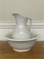 Antique Ironstone Wash Bowl and Pitcher