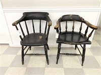 Two Early Plank Bottom Arm Chairs