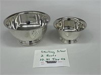 2 Sterling Silver Bowls - 10.41 Troy oz.