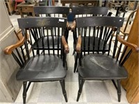 4 Nichols and Stone Black Painted Arm Chairs