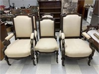 6 Walnut Upholstered Chairs -1890's
