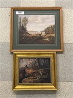 Two Framed Prints - Whitetail and Pheasants