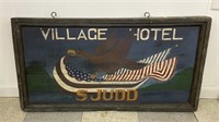 "Village Hotel" Wooden Painted Sign