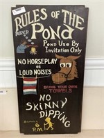 Rules of the Pond Painted Wooden Sign