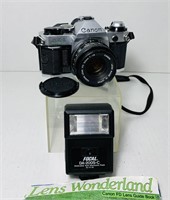 Canon AE-1 Program Camera, 50mm Lens, Elec Flash