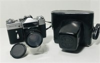 Zenit-E. 35mm. 44-58mm lens. Black and chrome.
