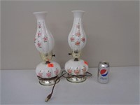 2 Glass Electric Lamps - 16" Tall