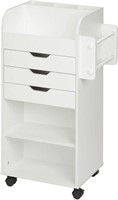 Rolling Craft Storage Cart with 3-Drawers, White