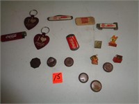 Coke Pocket Knife, Pins, Caps, and Misc.