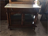 Lighted Marble Top Cabinet w/Claw Feet