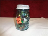 Pint Jar of Buttons and Marbles
