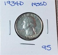 1934D Washington Silver Quarter MS60