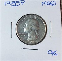 1935P Washington Silver Quarter MS60