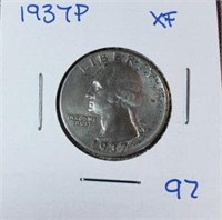 1937P Washington Silver Quarter XF