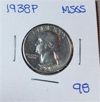 1938P Washington Silver Quarter MS65