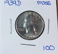1939D Washington Silver Quarter MS65
