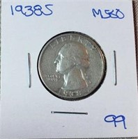 1938S Washington Silver Quarter MS60