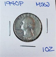 1940P Washington Silver Quarter MS63