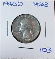 1940D Washington Silver Quarter MS63