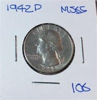 1942P Washington Silver Quarter MS65
