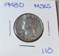 1943D Washington Silver Quarter MS65