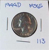 1944D Washington Silver Quarter MS65