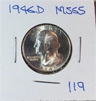 1946D Washington Silver Quarter MS65