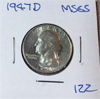 1947D Washington Silver Quarter MS65