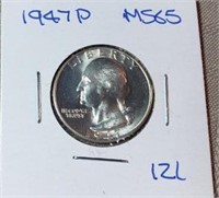 1947P Washington Silver Quarter MS65