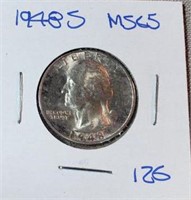 1948S Washington Silver Quarter MS65