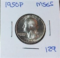 1950P Washington Silver Quarter MS65