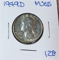 1949D Washington Silver Quarter MS65