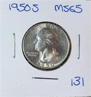 1950S Washington Silver Quarter MS65