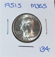 1951S Washington Silver Quarter MS65
