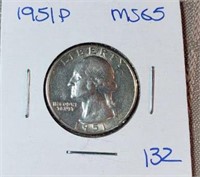 1951P Washington Silver Quarter MS65