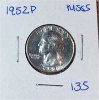 1952P Washington Silver Quarter MS65