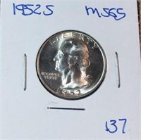 1952S Washington Silver Quarter MS65