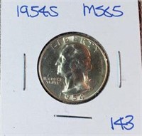 1954S Washington Silver Quarter MS65
