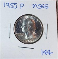 1955P Washington Silver Quarter MS65
