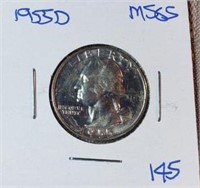 1955D Washington Silver Quarter MS65