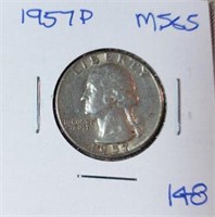 1957P Washington Silver Quarter MS65