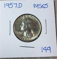 1957D Washington Silver Quarter MS65