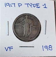 1917P Type 1 Standing Liberty Quarter VF